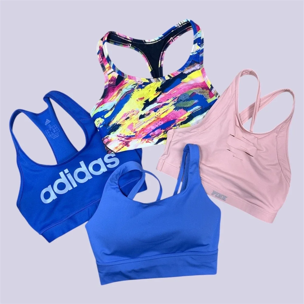 Lot of‎ 4 Sports Bras Adidas Pink Victoria Secret Avia Athleisure Workout Size S